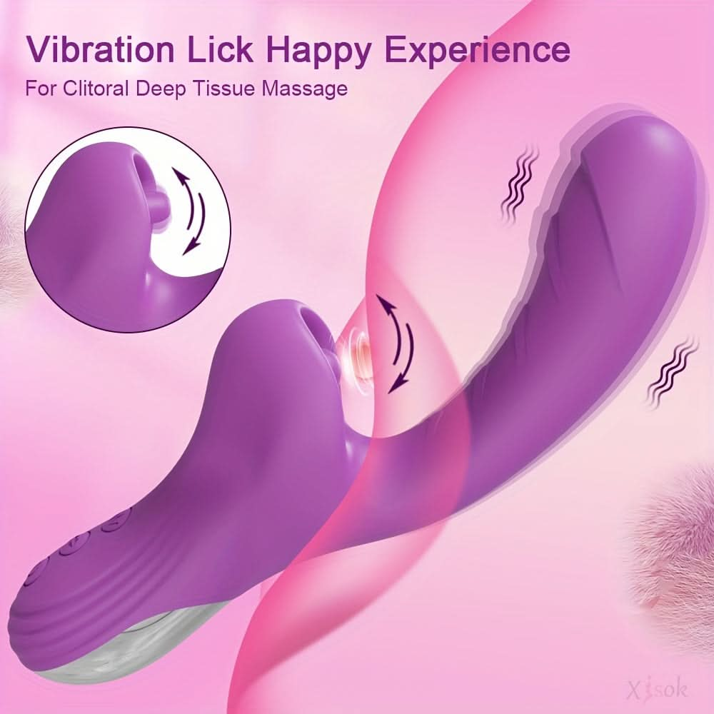 1pc G Spot Female Vibrator Clitoral Stimulator Suction Cup 2 In 1 Tongue Licking Clitoris For Female Pleasure Adult Sex Toys Female Toys - LustMia