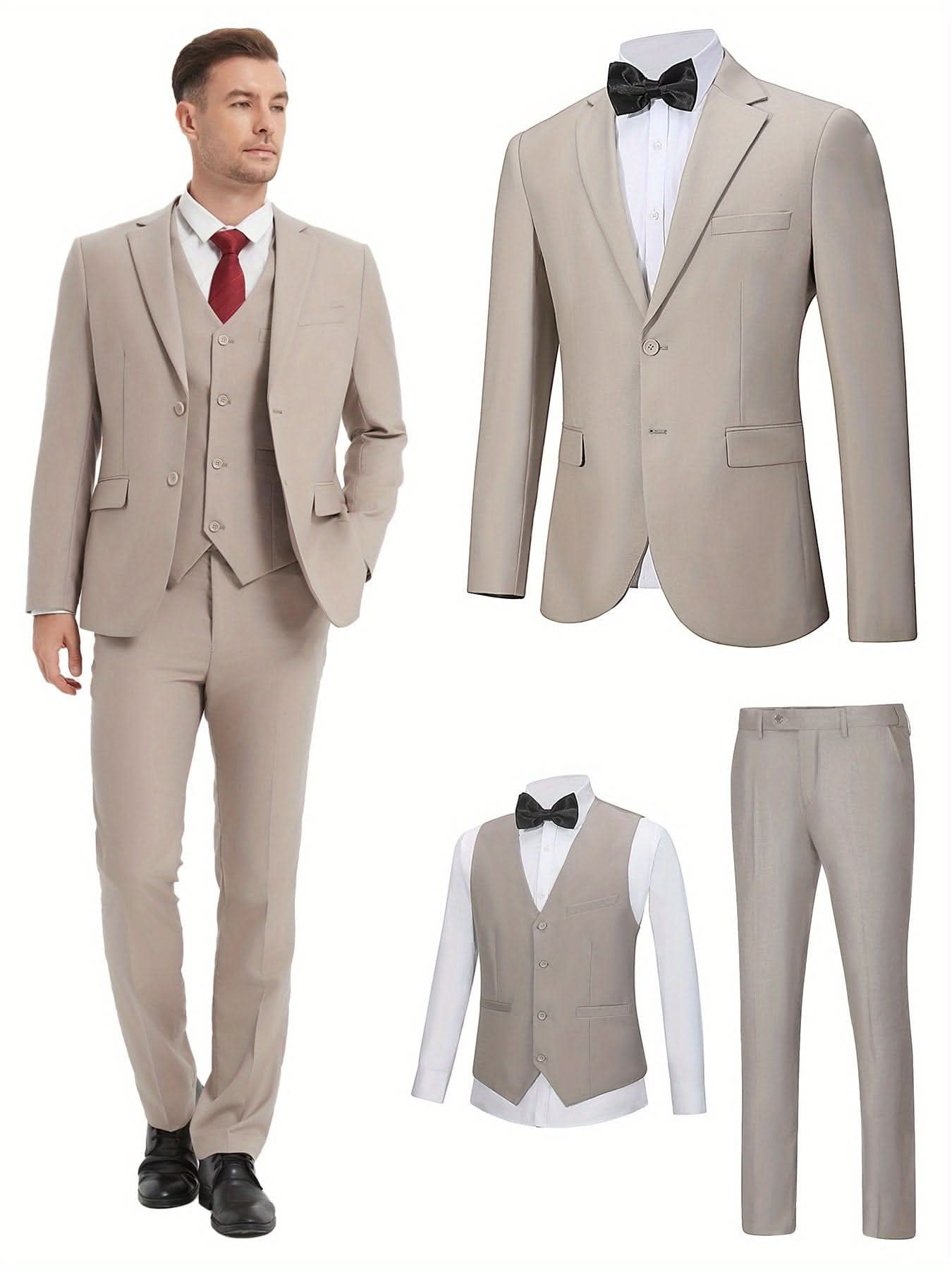 Mens SlimFit ThreePiece Wedding Business Suit - LustMia