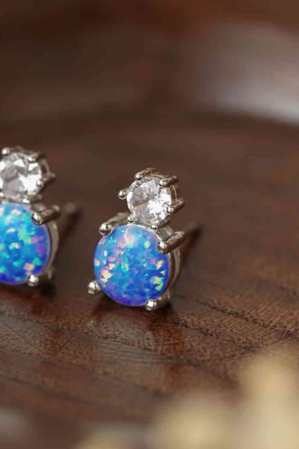 4 - Prong Opal Stud Earrings - LustMia