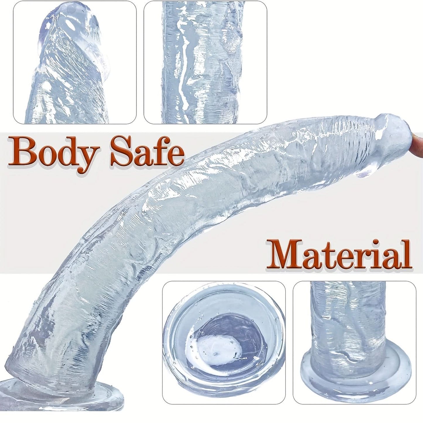 1pc Realistic Dildo With Small Glans, Balls - Free 13.4 Inch Big Dildo Jelly Dildo With Strong Suction Cup, Adult Product Sex Toy For Women Men Anal Play - LustMia