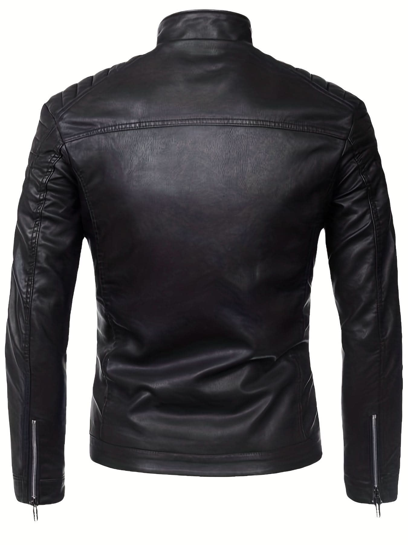 Men's Casual Jacket Stand Collar Motorcycle TOP - LustMia