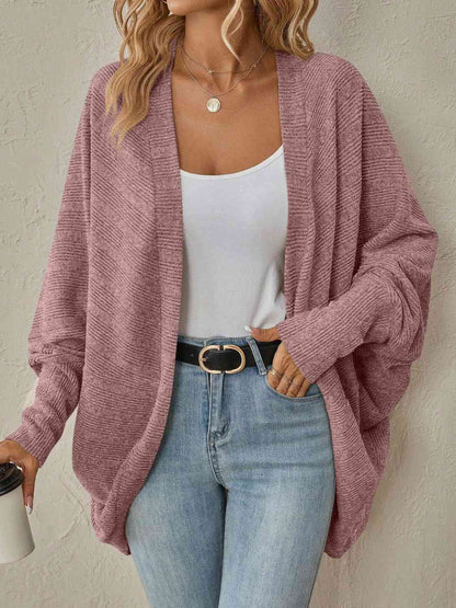 Open Front Dropped Shoulder Cardigan - LustMia