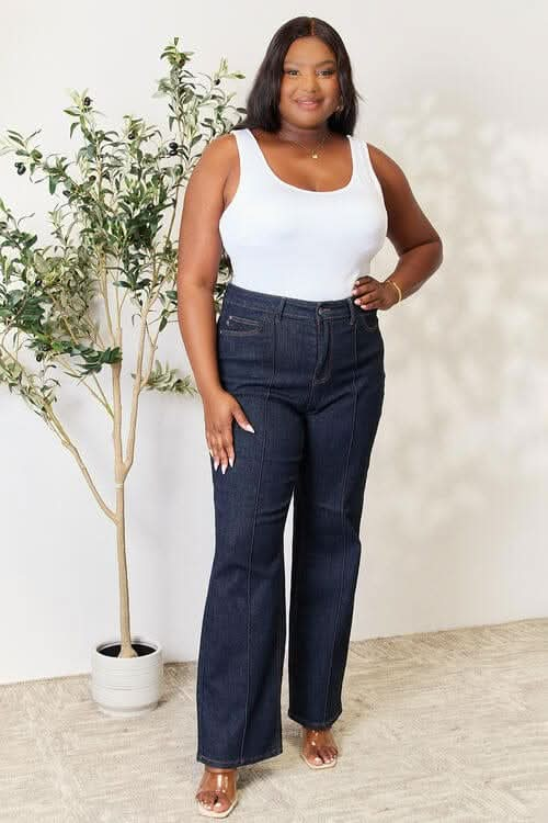 Judy Blue Full Size High Waist Wide Leg Jeans - LustMia