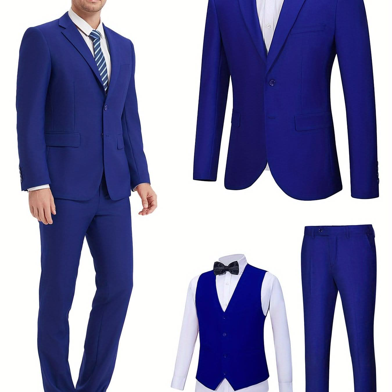 Mens SlimFit ThreePiece Wedding Business Suit - LustMia