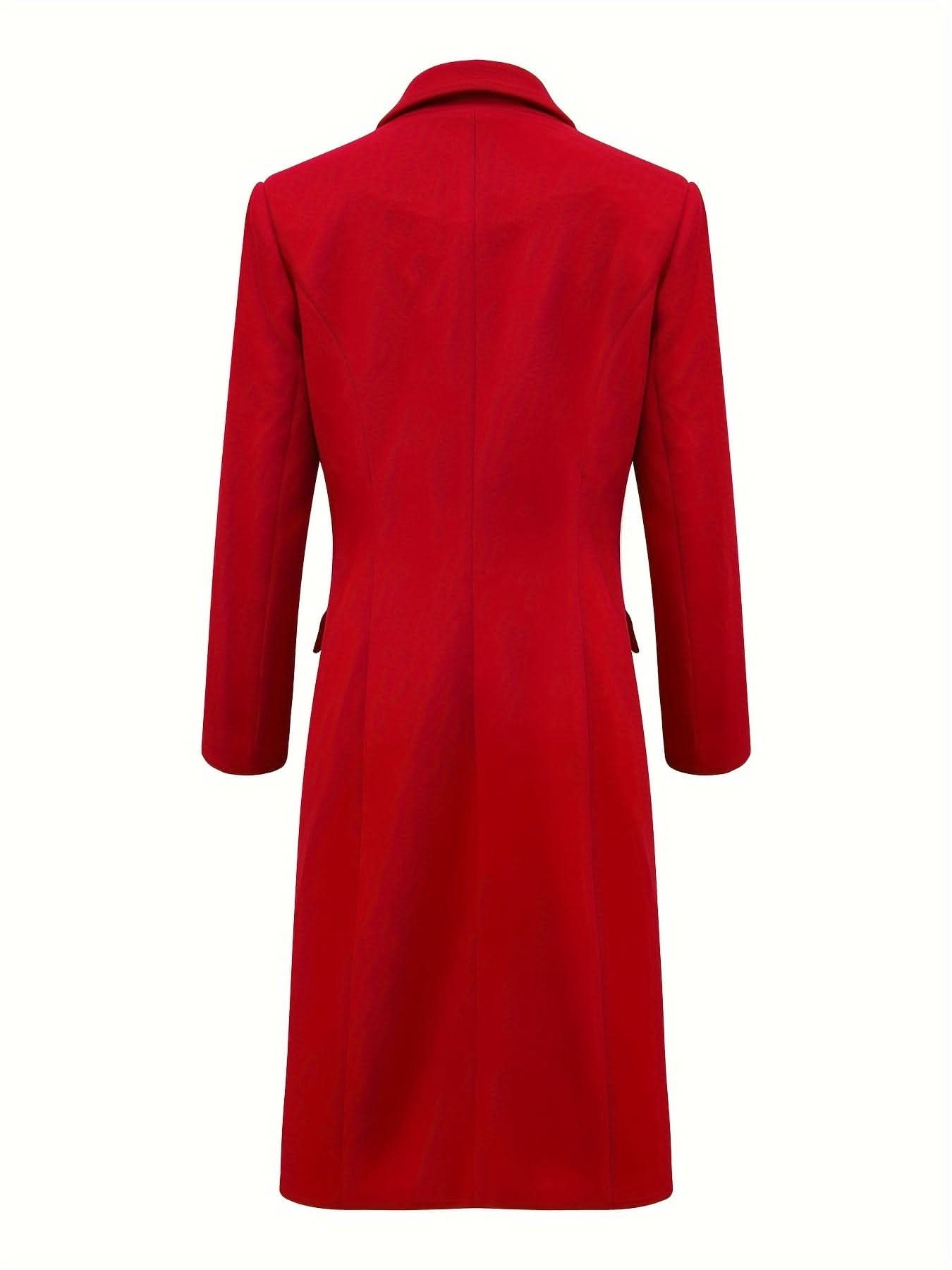 Long Sleeve Elegant Double - Breasted Notched Collar Coat - Timeless & Sophisticated Solid Design - LustMia