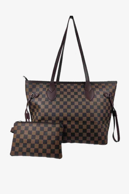 Checkered PVC Two - Piece Bag Set - LustMia