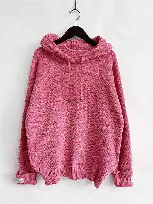 Drawstring Long Sleeve Hooded Sweater - LustMia