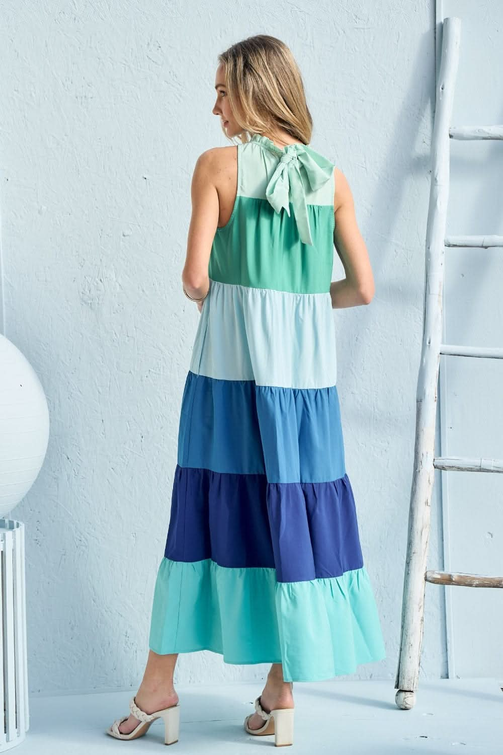 Hailey & Co Color Block Sleeveless Tiered Maxi Dress - LustMia