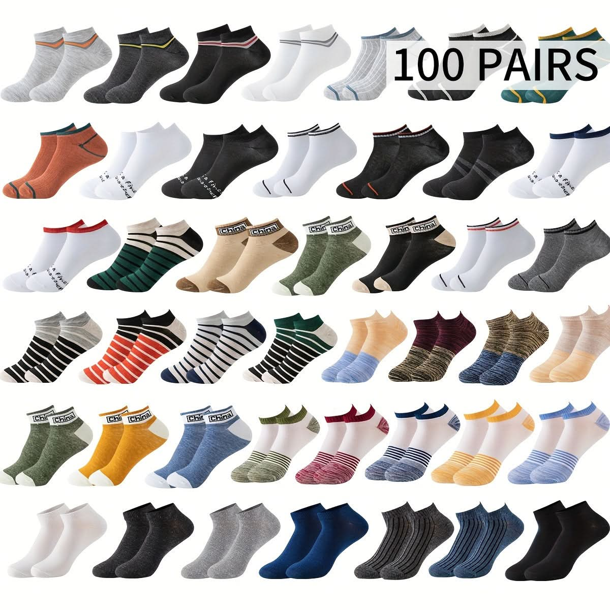 30 Or 50 Or 100 Pairs Of Men's Low Cut Socks - LustMia