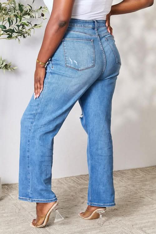 Judy Blue Full Size High Waist Distressed Jeans - LustMia