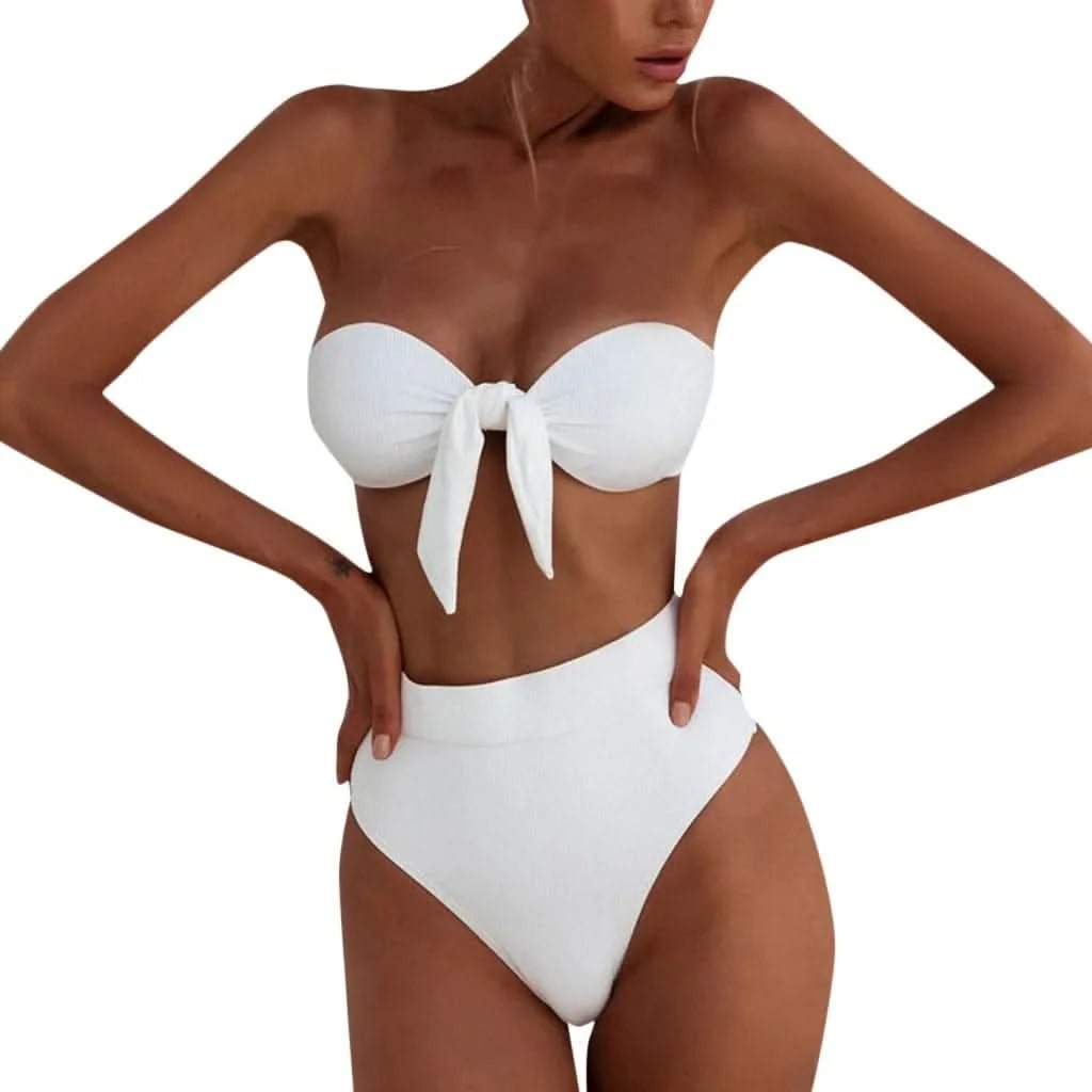 Women Bikini Set Swimwear White Bikini Suit Women Bandeau Bandage Bikini Set Push - Up Brazilian Swimwear Beachwear Swimsuit - LustMia