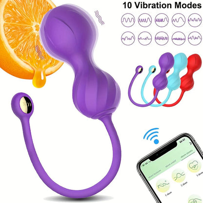 1pc APP Remote Control Kegel Ball Vibrator, Wearable Vibrator Dildo Sex Toys For Couples With 10 Modes G Spot Vibrators, Magnetic Charging And Waterproof Vibrating Dildo Women Sex Toys Adult Toys For Women - LustMia