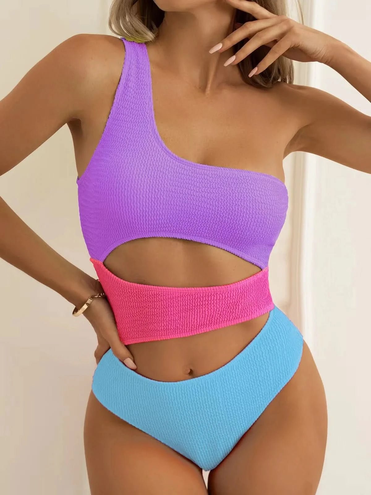 2023 Women One Piece Swimsuit One Shoulder Female Swimwear Sexy Monokini Swimming Suits Beachwear Bathing Suits Swimsuit Bikini - LustMia