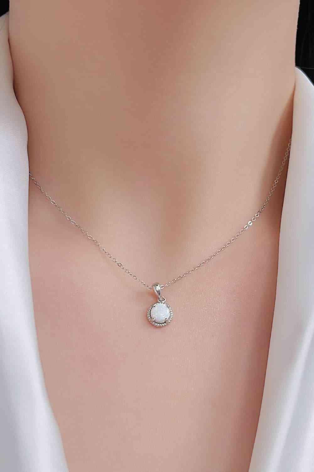 Opal Round Pendant Chain Necklace - LustMia