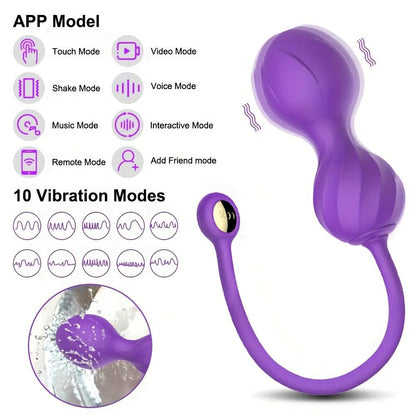 1pc APP Remote Control Kegel Ball Vibrator, Wearable Vibrator Dildo Sex Toys For Couples With 10 Modes G Spot Vibrators, Magnetic Charging And Waterproof Vibrating Dildo Women Sex Toys Adult Toys For Women - LustMia