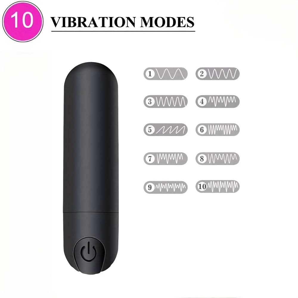 10Mode Mini Bullet Vibrator Powerful Quiet Waterproof USB Rechargeable - LustMia