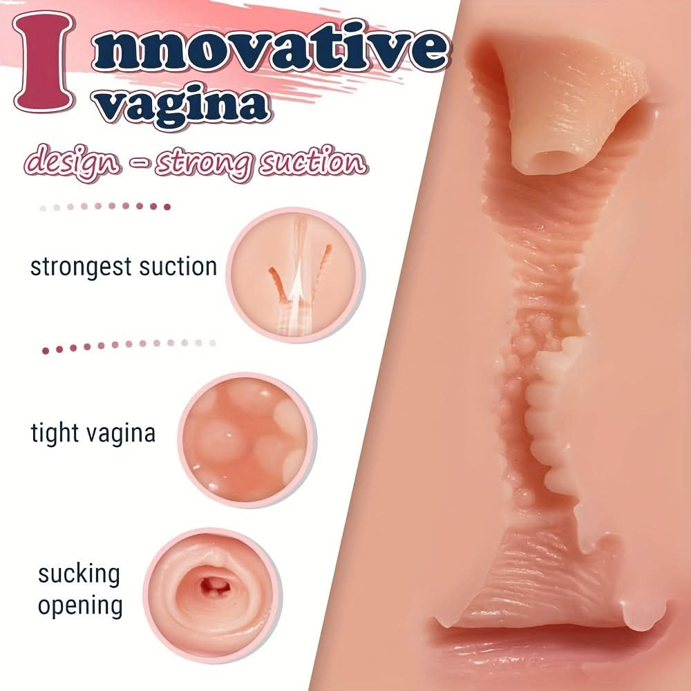 1pc Male Masturbator Realistic Sex Doll For Men With 3D Vagina And Anal Stroker, Realistic Pocket Pussy Oral Sex Toys For Men Masturbation, Silicone Butt Sex Dolls - LustMia