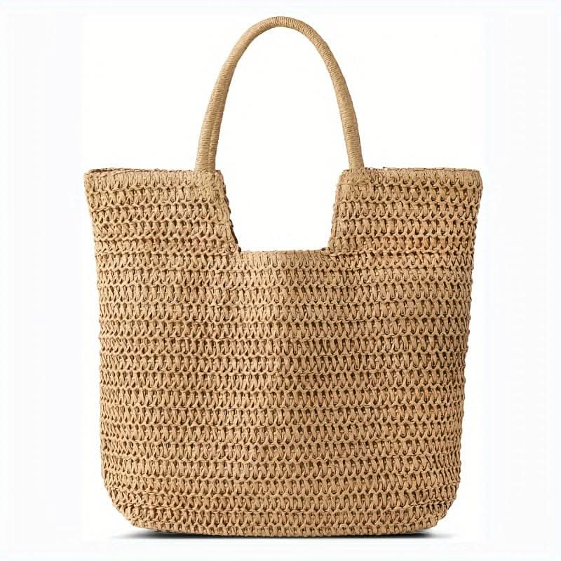 Straw Woven Tote Bag, Large Capacity Shoulder Bag, Women's Casual Handbag For Travel Beach Shopping - LustMia