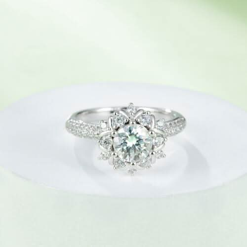 1 Carat Moissanite 925 Sterling Silver Flower Shape Ring - LustMia