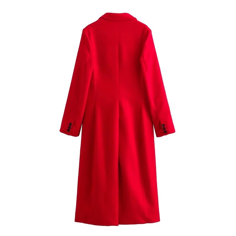 Women's Coats Red Long Coat Women Autumn Elegant Coats Woman Winter - LustMia