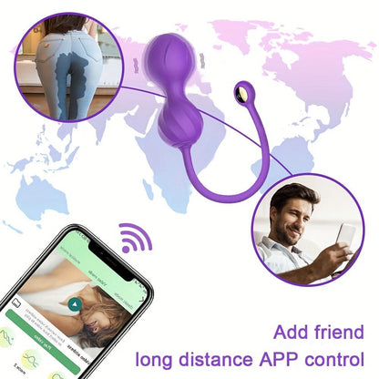 1pc APP Remote Control Kegel Ball Vibrator, Wearable Vibrator Dildo Sex Toys For Couples With 10 Modes G Spot Vibrators, Magnetic Charging And Waterproof Vibrating Dildo Women Sex Toys Adult Toys For Women - LustMia