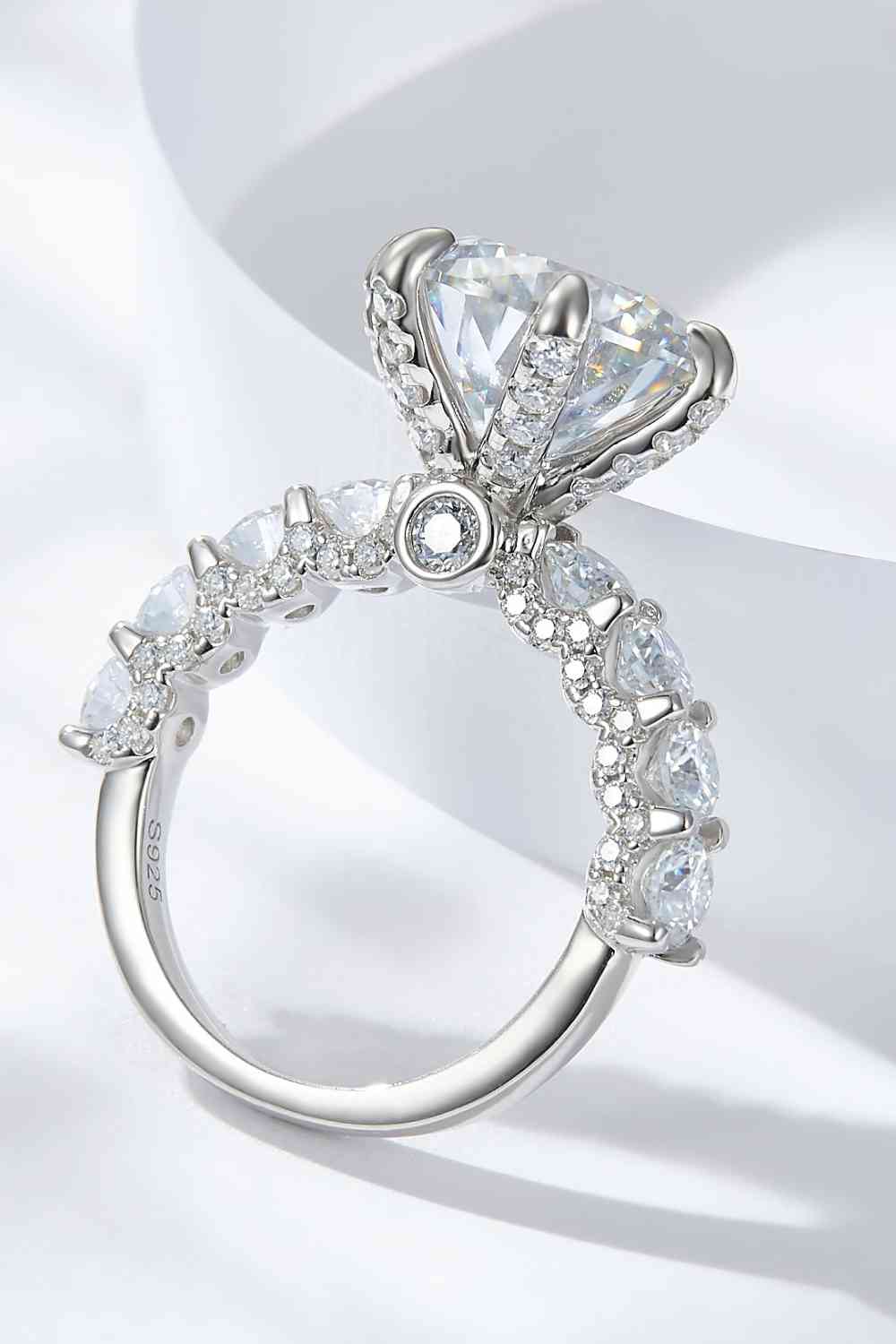 3 - Carat Moissanite Platinum - Plated Side Stone Ring - LustMia