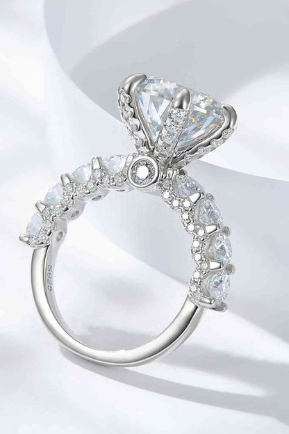 3 - Carat Moissanite Platinum - Plated Side Stone Ring - LustMia