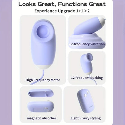 Silent Strong 2in1 Vibrator with 12 Modes - LustMia