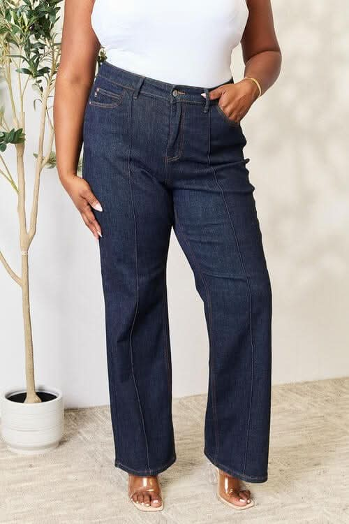 Judy Blue Full Size High Waist Wide Leg Jeans - LustMia