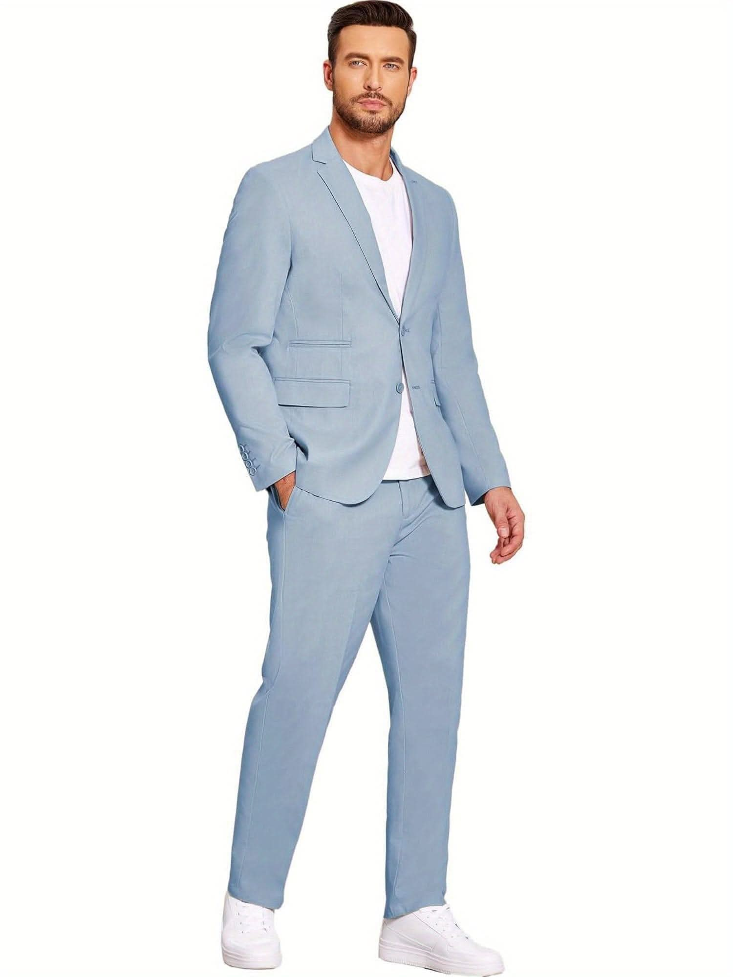 Mens 2 Piece Linen Suit Lightweight Casual - LustMia