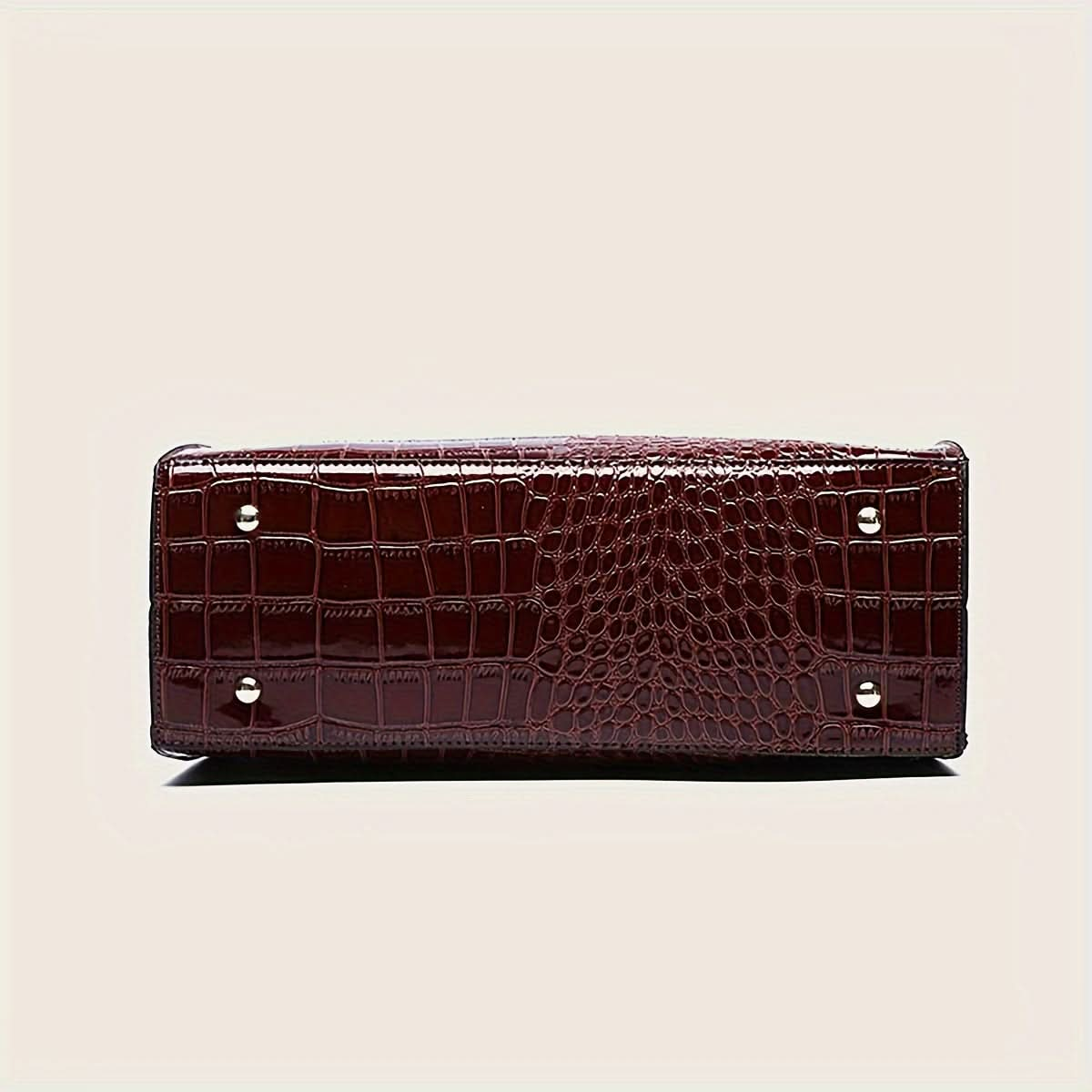 Classic Elegant Square Handbag, With Crocodile Pattern - LustMia