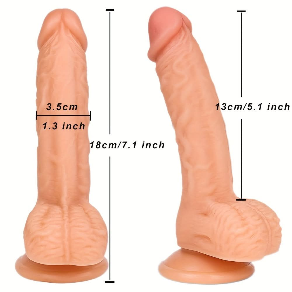 1pc Realistic Dildos, 7 Inch Dildo With Suction Cup For Hands - Free Play, Flexible Cock With Curved Shaft And Balls For Vaginal G - spot And Anal Play, Adult Sex Toy For Male & Female, Couples - LustMia