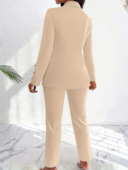 Chic Double Breasted Pantsuit Slim Fit Office Essential - By Lustmia - LustMia