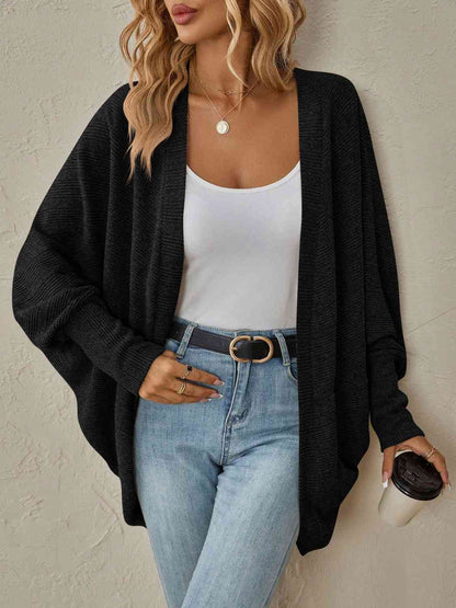 Open Front Dropped Shoulder Cardigan - LustMia