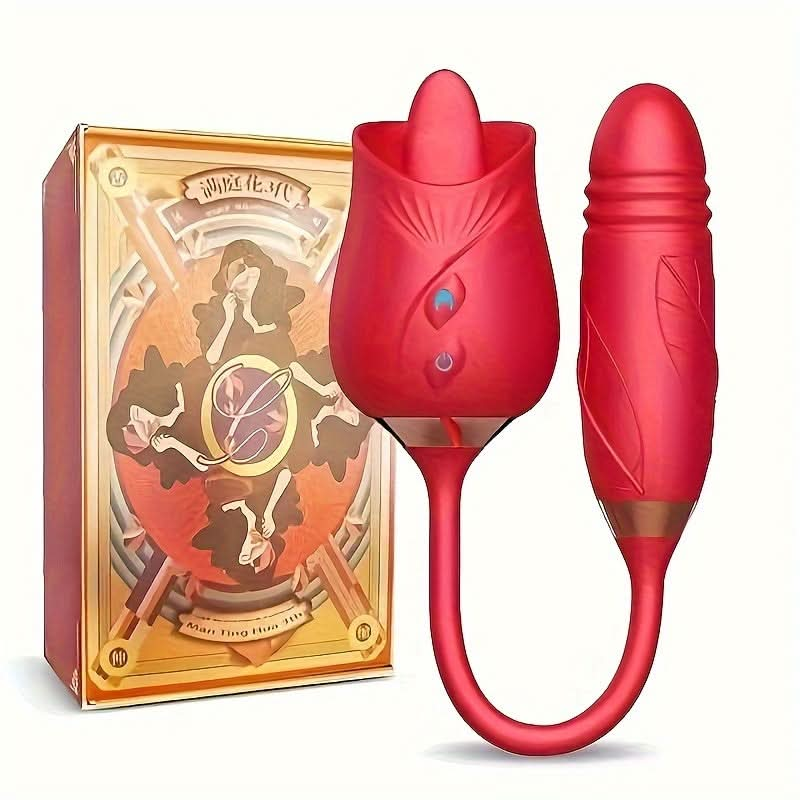 1pc Rose Vibrator With Licking And Bullet Vibrator Female Sex Toy Adult Supplies - LustMia