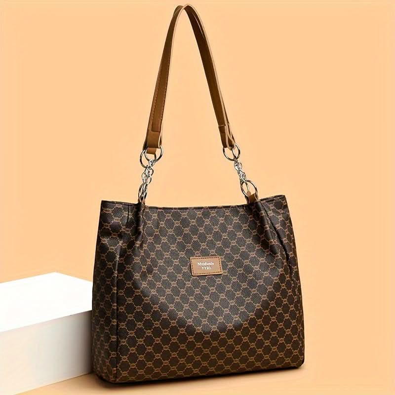 Elegant Fashion Print Faux Leather Tote Bag - LustMia