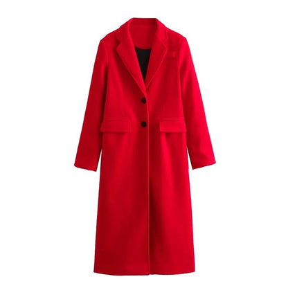 Women's Coats Red Long Coat Women Autumn Elegant Coats Woman Winter - LustMia