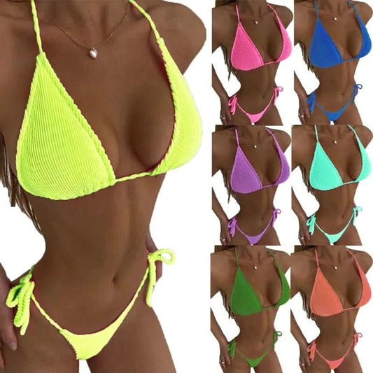 2023 Sexy Bikini Push Up Swim Suit Women Swimsuits Female Bikini Set Pure Color Thong Brazilian Swimwear Bathing Bikini - LustMia