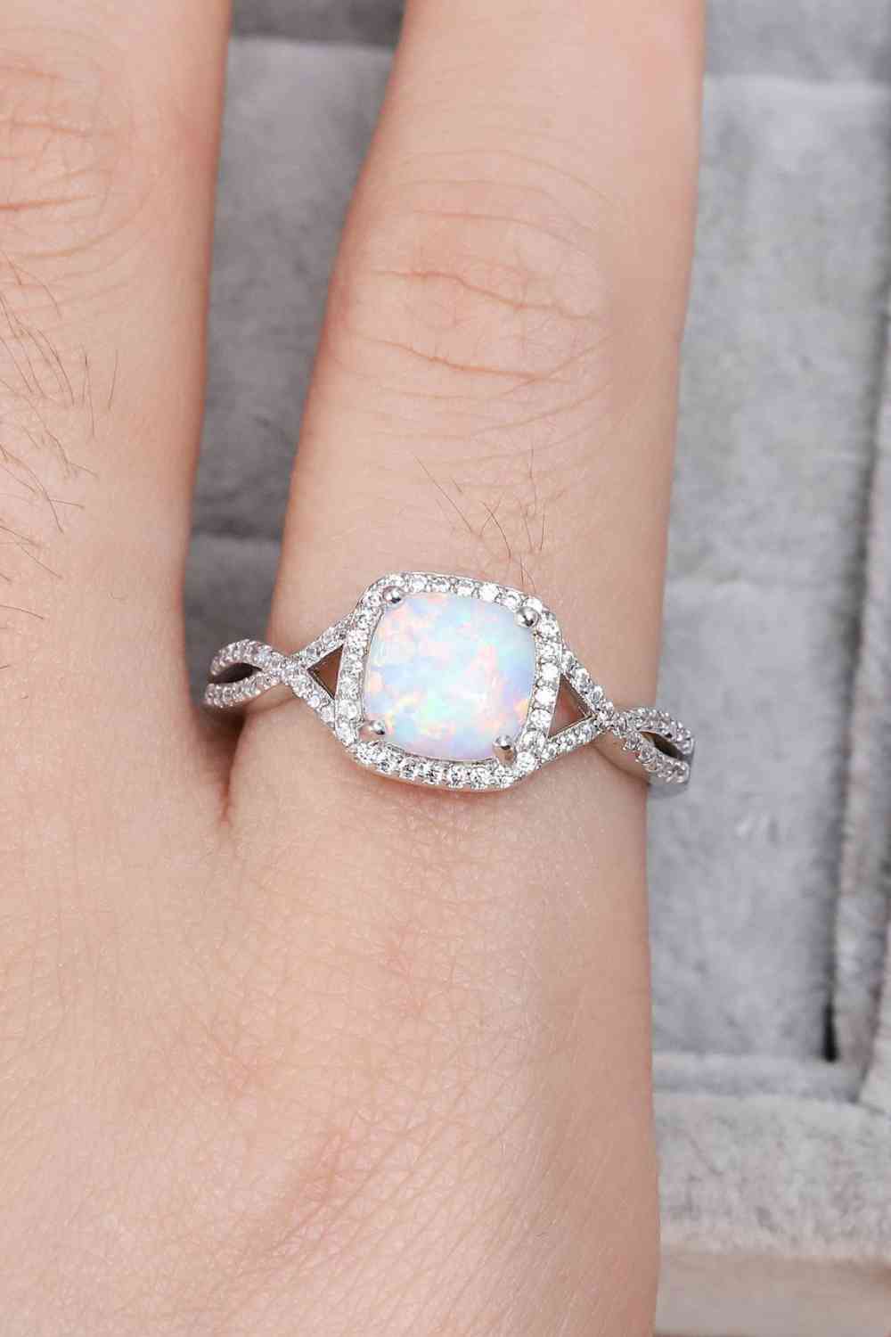 Opal Contrast Crisscross Ring - LustMia