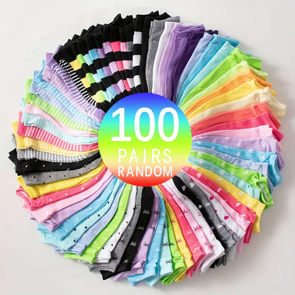 20/50/100 Pairs Candy Colored Socks, Super Soft Breathable No Show Ankle Socks, Women's Stockings & Hosiery - LustMia