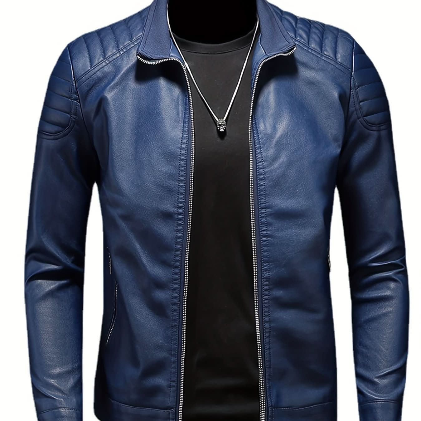 Men's Casual Jacket Stand Collar Motorcycle TOP - LustMia