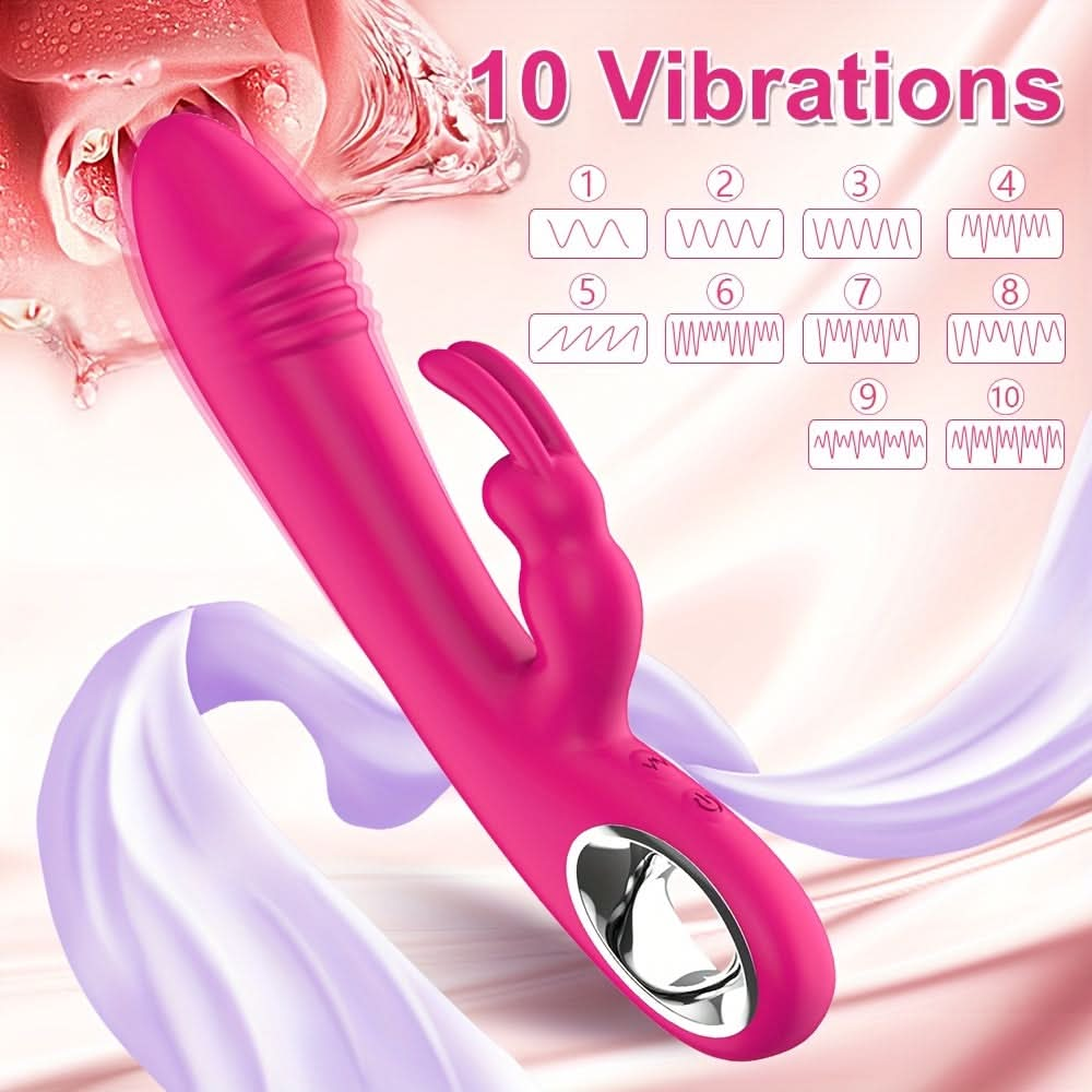 1pc Rabbit Vibrator G - spot Vibrating Massager 10 Frequency Strong Vibration Dual Head Simulation Dildo Clitoral Vaginal Stimulator Female Pleasure Flirting Sex Toys - LustMia