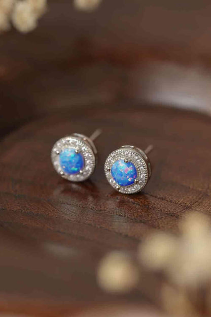 Opal 4 - Prong Round Stud Earrings - LustMia