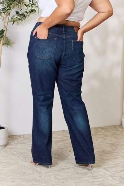 Judy Blue Full Size Button - Fly Straight Jeans - LustMia