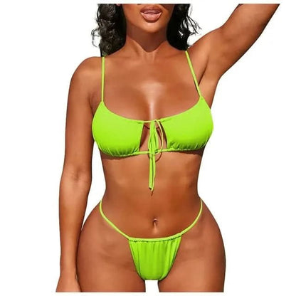 Push Up Bikini Beachwear Women 2022 Sexy Bikini Sexy Swimsuit Solid Bathing Suit Summer Halter Swimwear Thong Bikini Set Tankini - LustMia