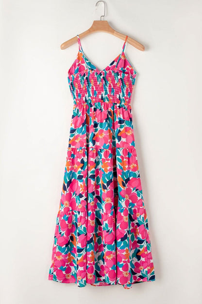 Printed V - Neck Maxi Cami Dress - LustMia