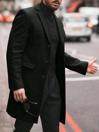 Manfinity Mode Men'S Shirt Collar Lapel Woolen Coat - LustMia