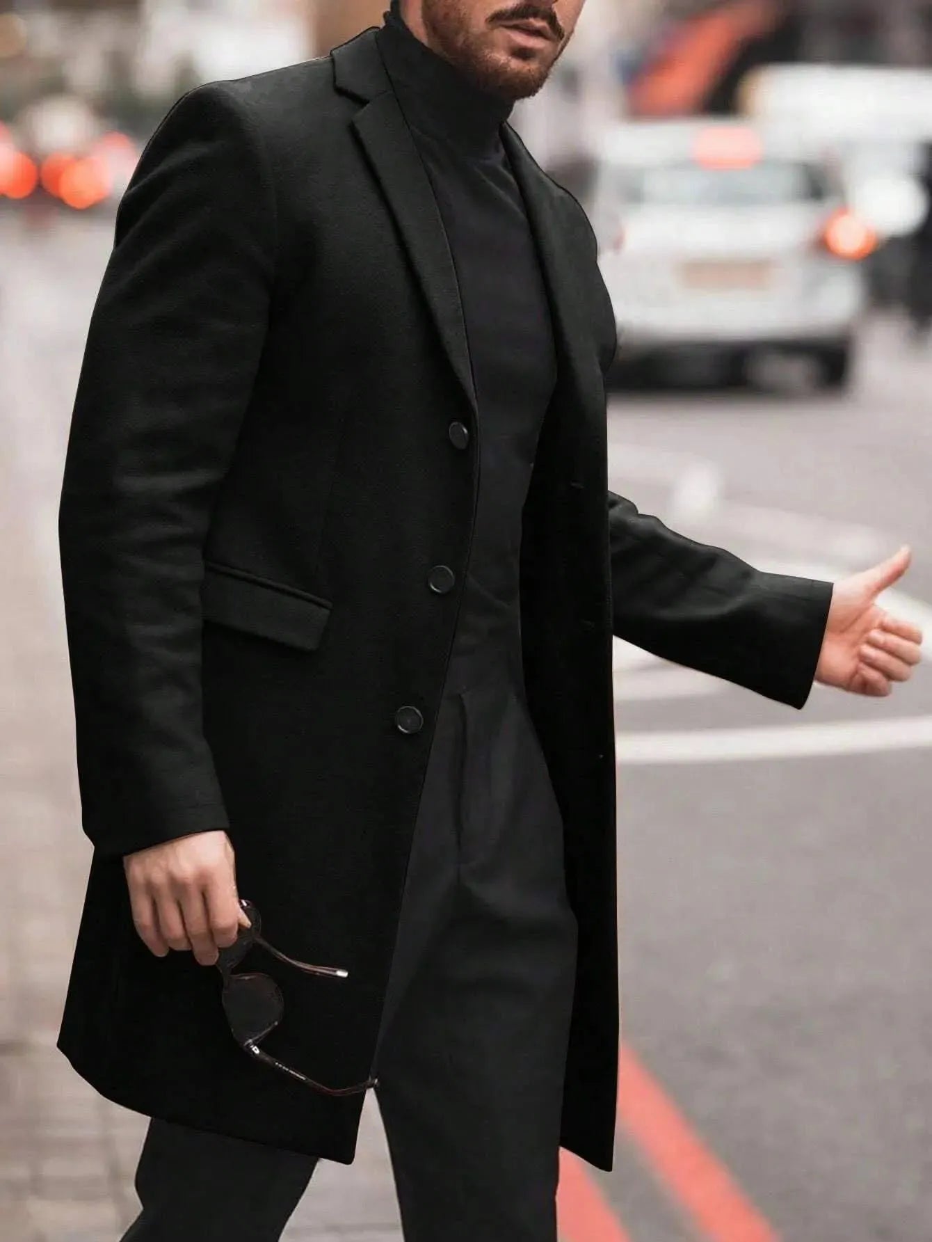 Manfinity Mode Men'S Shirt Collar Lapel Woolen Coat - LustMia