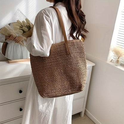 Fashionable Woven Shoulder Bag - Versatile & Spacious for Travel, Beach - Perfect Everyday Handbag - LustMia