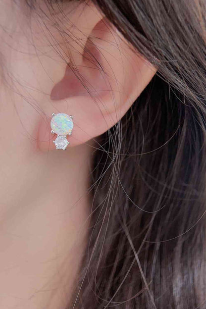 4 - Prong Opal Stud Earrings - LustMia